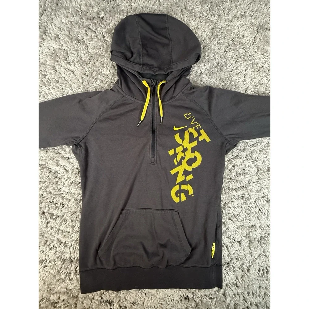 Nike Live Strong Hoodie Women's S Black Yellow 1/4‎ Zip Pockets Long Sleeve